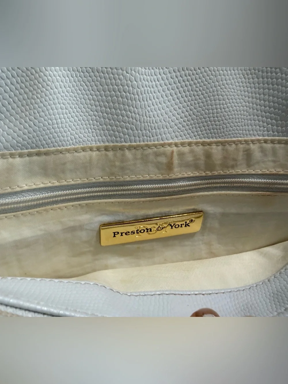Preston & York White Textured Top-Handle Shoulder Bag